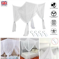 4 Corner Mesh Double Bed Canopy Tent Mosquito Fly Net Curtain Princess Bedding
