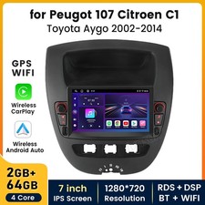7"Car Stereo Radio Sat Nav Carplay BT For PEUGEOT 107 /Citroen C1 Android 64G BT