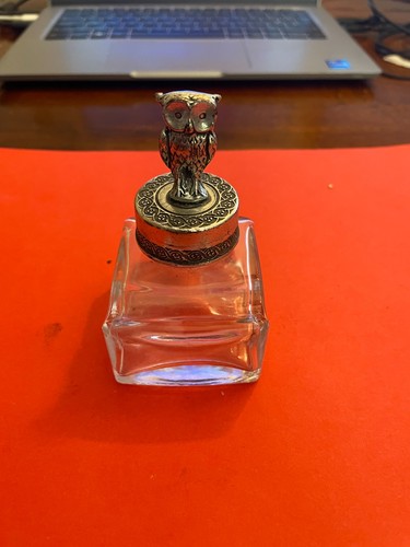 Antique white metal owl - antique,