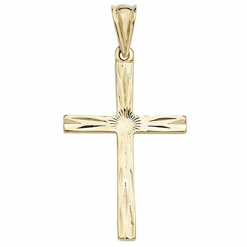 Large gold cross pendant - pendant, sun