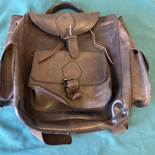 Brown leather backpack - ,