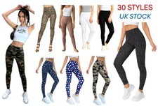 Leggings Printed Plain Womens Ladies Girls Magic Stretch Fit Soft Trousers NEW