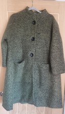 Buykud Fab Swing Coat In Green Textured Wool Fabric Size M/L