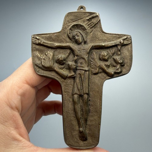 Vintage bronze crucifix wall - bronze,