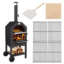 3-Tier Outdoor Garden Pizza Oven w/ Chimney Freestanding Charcoal BBQ Grill