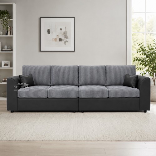 Grey seater sofa jumbo cord - seater,