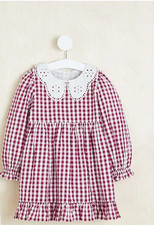 Billie Faiers Burgundy Checked Collared Dress    Age 6  / 7Years         D3