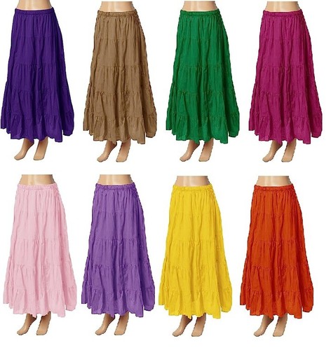 Women long cotton skirts - cotton,