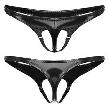 UK Men's Sexy Leather Thong Underpants Low Rise Bulge Pouch G-String Underwear