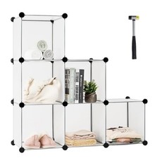 6 Cube Storage Organizer Translucent Plastic Closet Cabinet Portable DIY Modular