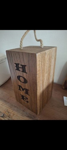 Solid oak doorstop home - oak, 'home'