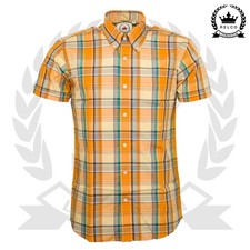 Relco Mens Check Shirt Orange