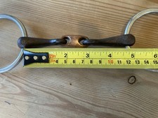 4.5" Sweet Iron Pony Bit With Copper Lozenge Shaped Mouth Piece Solid Hoop Rings