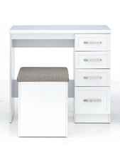 Camberley Dressing Table & Stool Set White | 4 Drawers | Vanity Desk