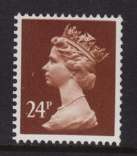 X969 U287 24p Chestnut  Vertical Coil YL ~ Unmounted Mint GB Machin.