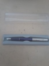 Parker Frontier Fountain Pen Purple with chrome lid Boxed +  ink cartridges 2003