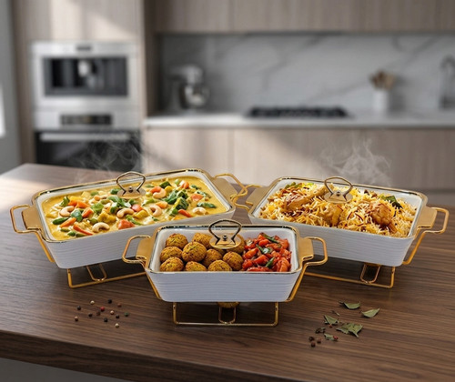 3pcs ceramic chafing dish - 3pcs,