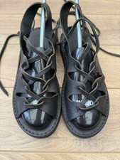Fracap Lace Up Black Leather Gladiator Sandals Women's UK 5 Made In Italy VGC