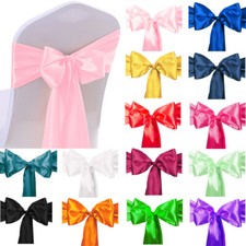 TtS 10/20/30/50/100 PCS 275 x 18cm Satin Chair Sashes Bow Cover Sash Wedding