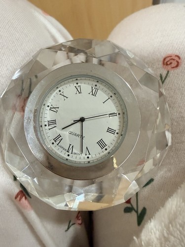 Crystal paper weight clock - paper,