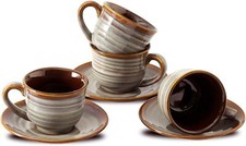 Espresso Cups with Saucers, 4