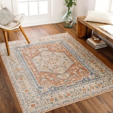 Machine Washable Vintage Rug - Shabby Chic Moroccan Oriental, Multi-Colour
