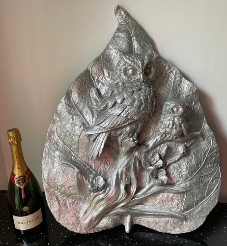 Wall plaque silver owl and - plaque,