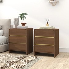 Pair of Walnut Brown 3 Drawer