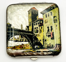 Antique Gwenda Compact Mirror - Foil Venice Design, Rare Collectible