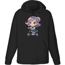 'Little Girl Riding A Scooter' Adult Hoodie / Hooded Sweater (HO046627)