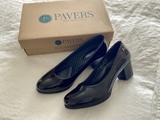 🖤LOVELY BNIB Pavers Sz 5 Wide Fit Patent Leather Look Comfort Heel Court Shoes 