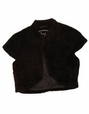 MONSOON Womens Faux Fur Short Sleeve Bolero Jacket UK 10 Small Black AQ03