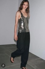 Zara Womens Silver Sequinned