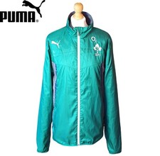 Puma IRFU Ireland Drill Rugby Jacket Mens Sz L Lightweight Full Zip Green Jacket