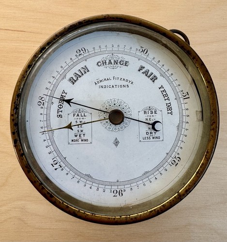 Vintage brass barometer - brass,