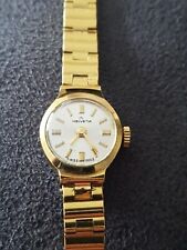 HELVETIA BEAUTIFUL VINTAGE GOLD PLATED LADIES WATCH, 17J, STAMPED CROWN 15mm VGC
