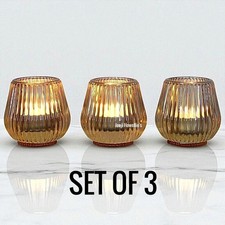 Set Of 3 Glass Tea Light