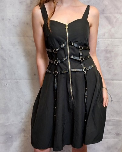 Gothic bondage skater dress - bondage,