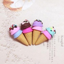 4pcs Doll house Miniature Food Dessert Sweet Ice Cream Cones Fridge Phone Decor