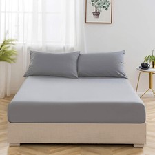 Fitted Bedding Sheet Soft Brushed Microfiber No-Iron Wrinkle-Resistant 25 cm dep