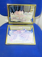 A pair of Unusual Mirror Prints of Rural Cottages and Gardens