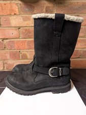 Timberland Leather Waterproof Black Calve Boots With Sherpa Lining Women's Size