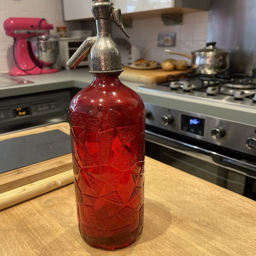 Spanish red glass soda siphon - red,