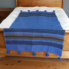 Blue Moroccan Pompom Blanket