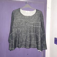 SULU KIRSTEN BERNECKER..BLACK WHITE FINE KNIT LINEN MIX..JUMPER..LOOSE FIT MED