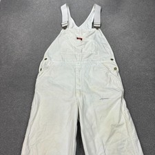 Dickies Dungarees Adult 36x28 White Bib Overalls Workwear Canvas Carpenter Men*