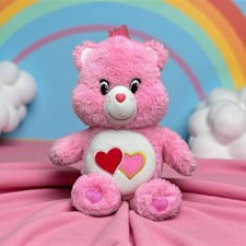 Care Bear 'Love A Lot' Soft Toy Plush Pink 12"Tall  Shaggy Fur  2016 VGC