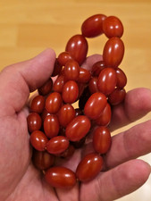 Bakelite Necklace Cherry Amber Bakelite Necklace Oval Beads Old 70 grams