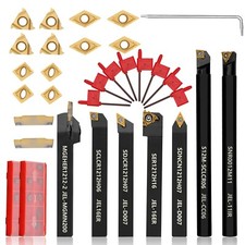 Indexable Lathe Turning Tool 21Pcs Kit 1/2'' 12mm Shank 7 Pcs Metal Lathe Tool H