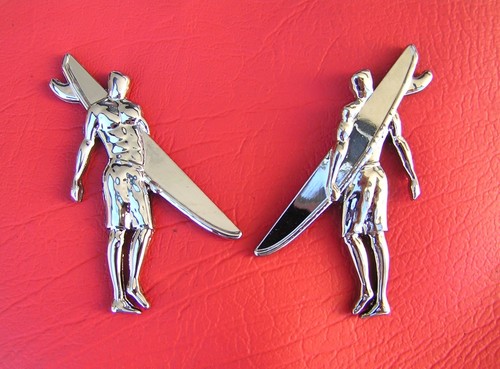 Surfer car badge pair chrome - surfer,
